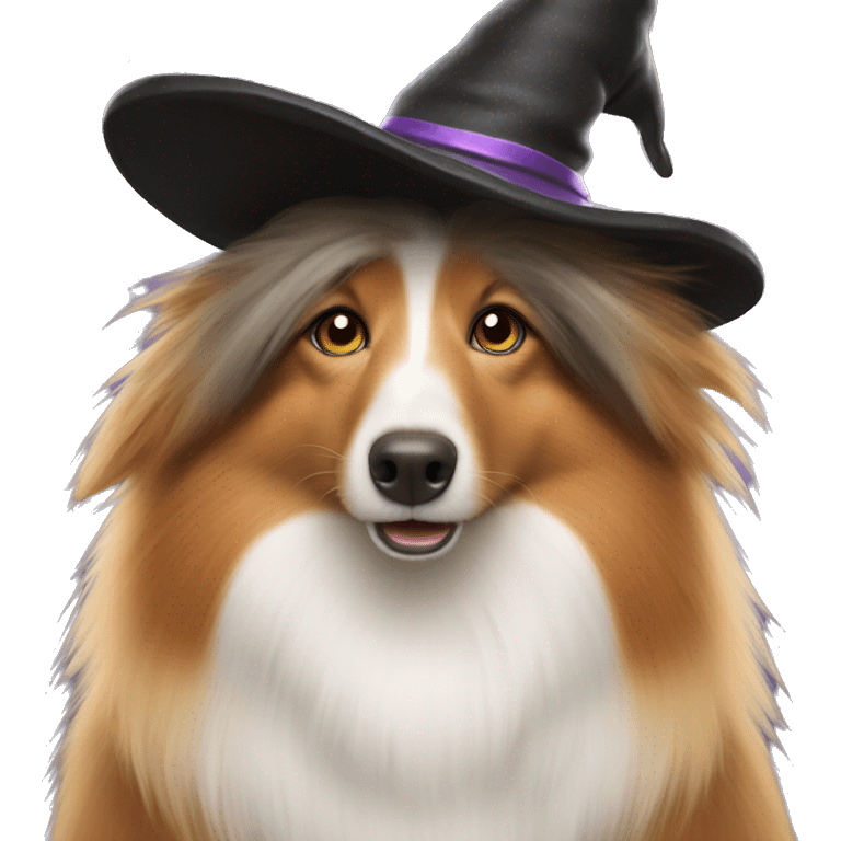 Shetland sheepdog witch hat emoji