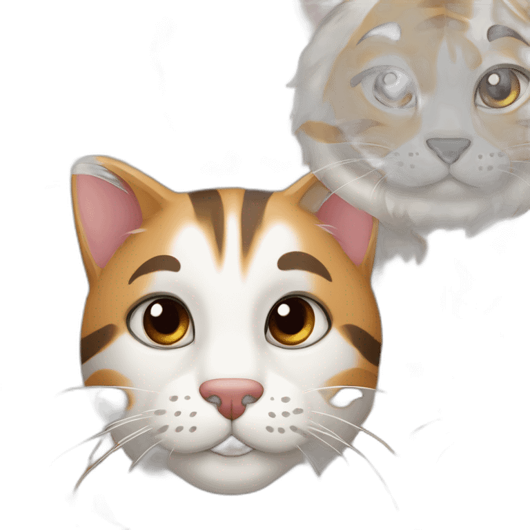 Cat blanc et tigrer avec un chien noir et marron emoji