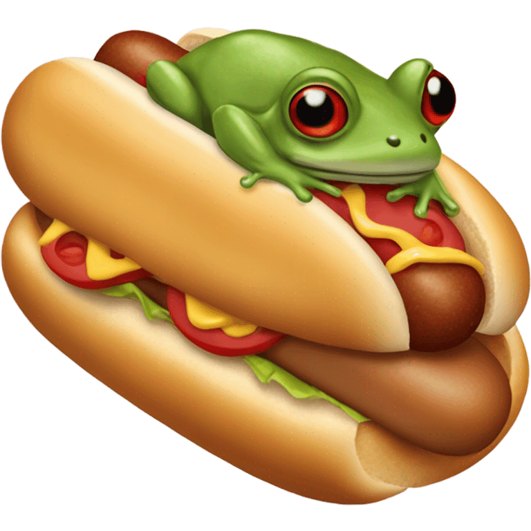 Frog in a hot dog emoji