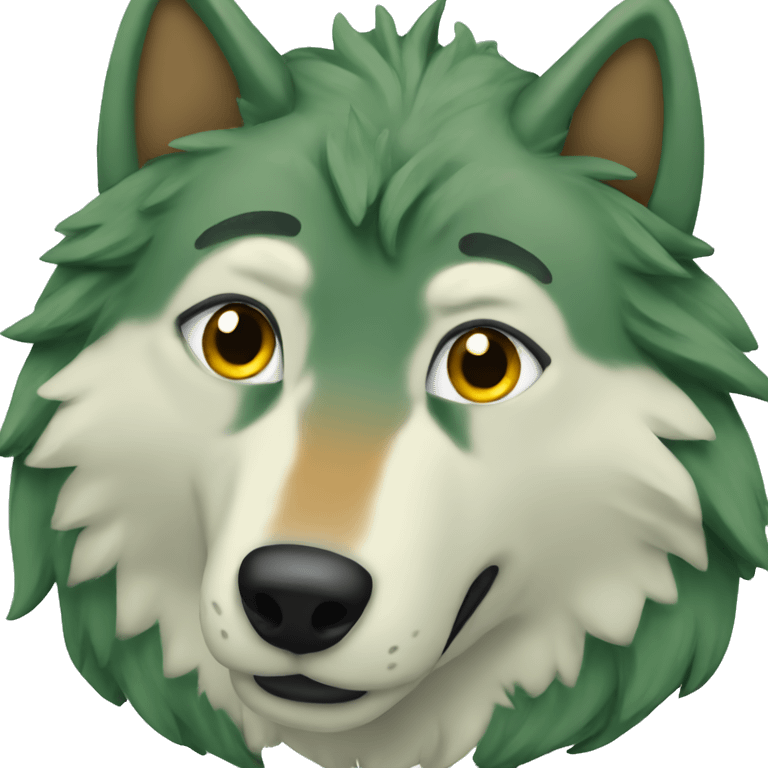 a green wolf with duck features emoji