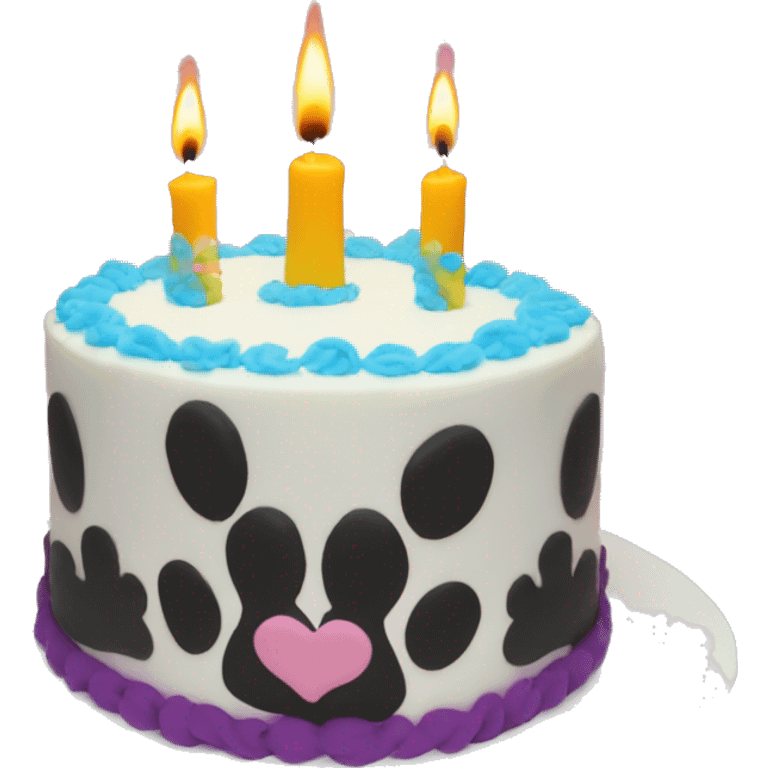 Paw print birthday cake with candle emoji