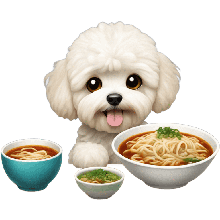 maltipoo eating pho emoji