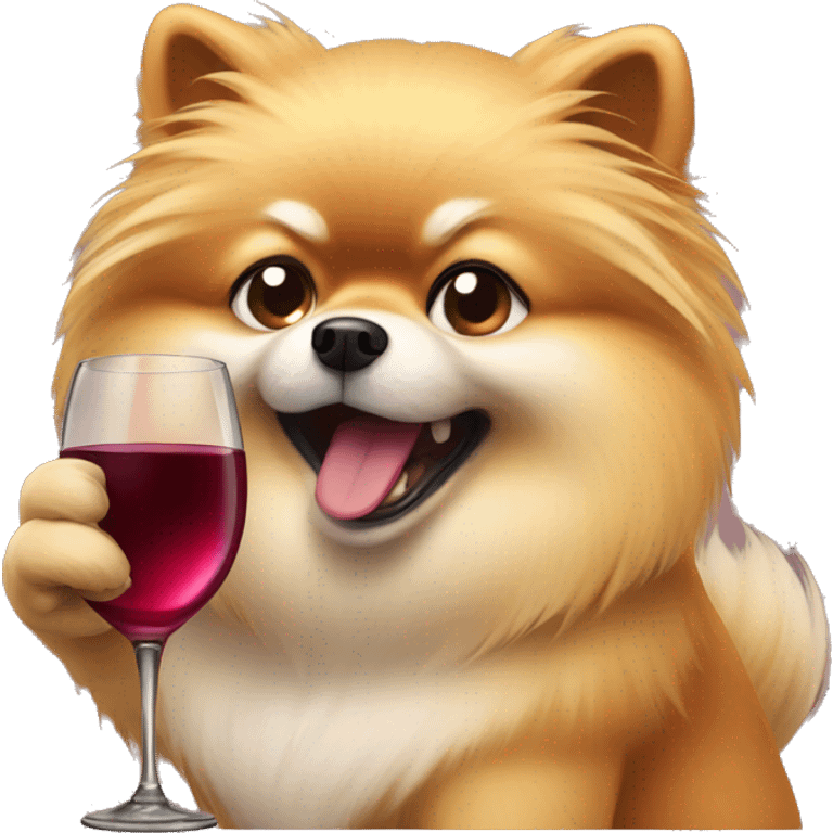 angry pomeranian with wine in paw emoji