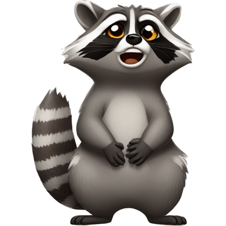 Raccoon making a shrugging motion emoji