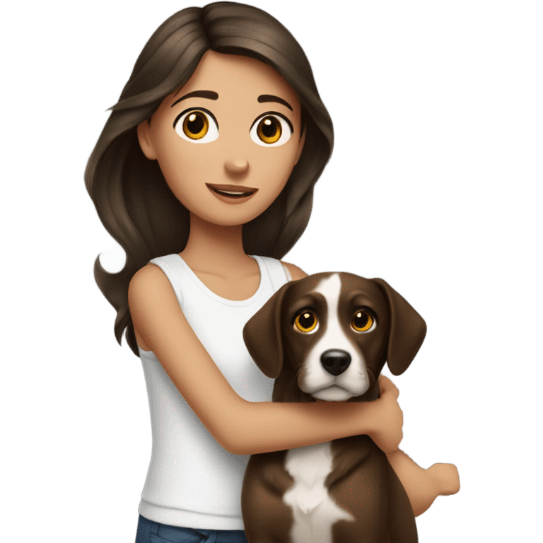 Brunette girl with dog emoji