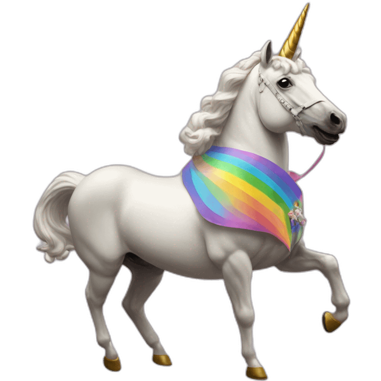 Hyperrealist Francisco franco in a unicorn lgtbi emoji