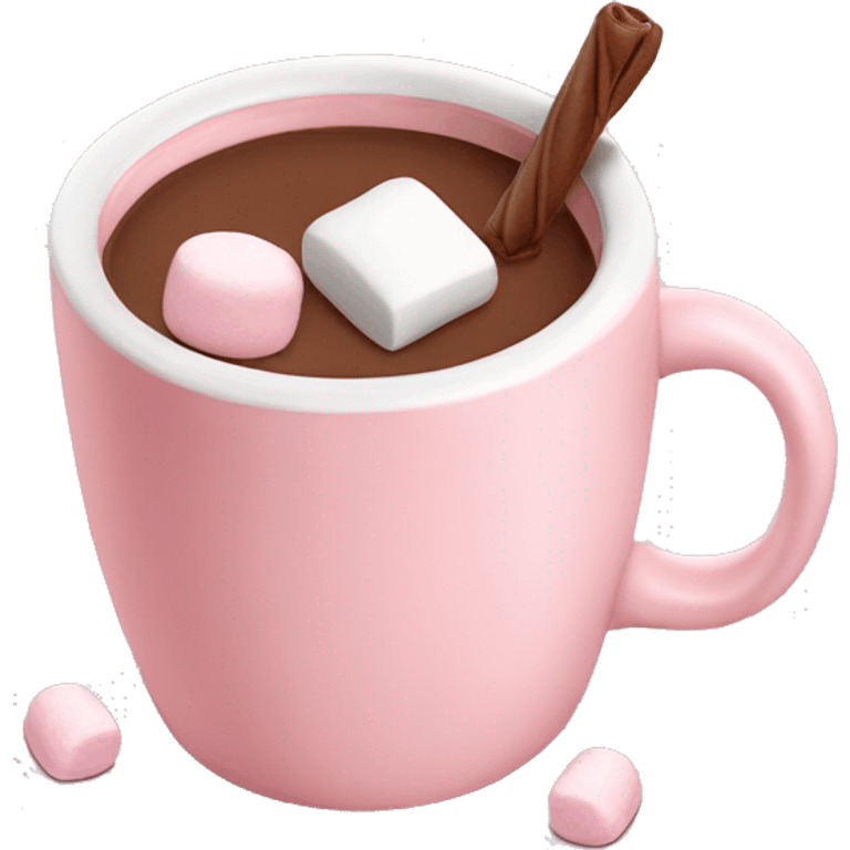 Light Pink mug of hot chocolate with marshmallows  emoji