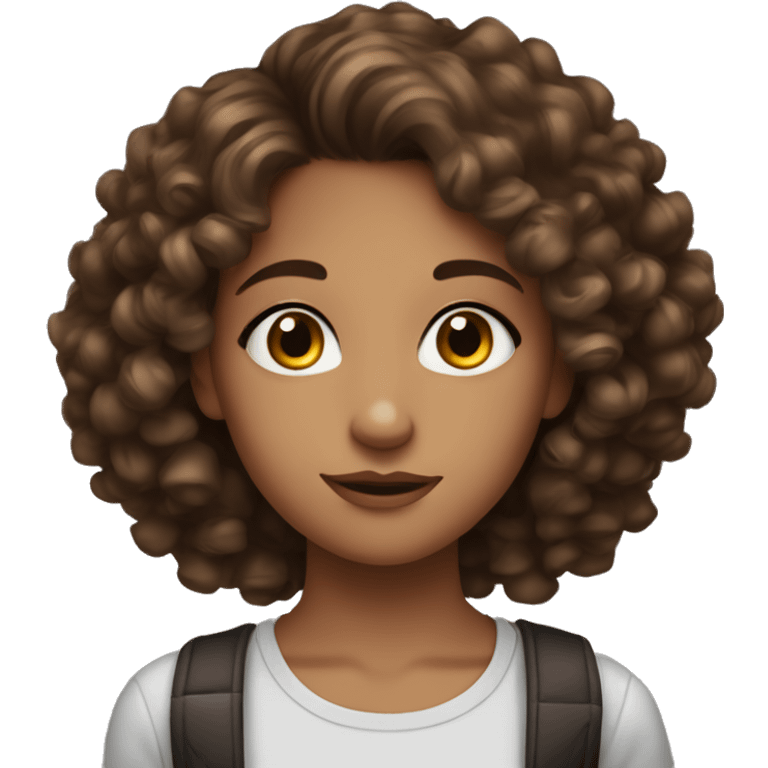 Girl with curly brown hair and brown eyes. A teenager who wears alot of mascara and lipgloss emoji