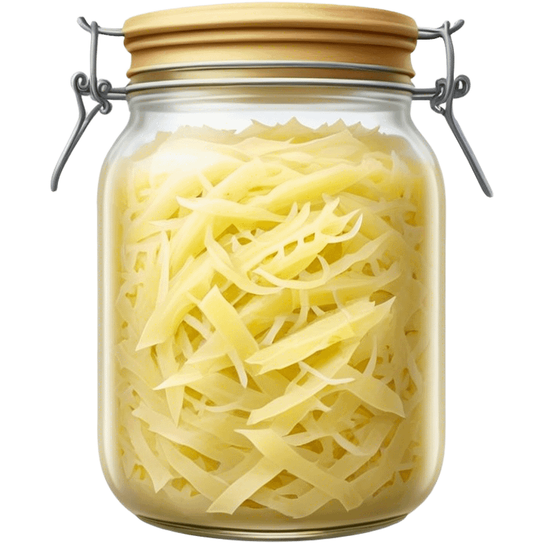 Sauerkraut Cinematic Realistic Sauerkraut Dish Emoji, depicted as tangy fermented cabbage neatly served in a traditional jar, rendered with vibrant textures and crisp, natural lighting. emoji