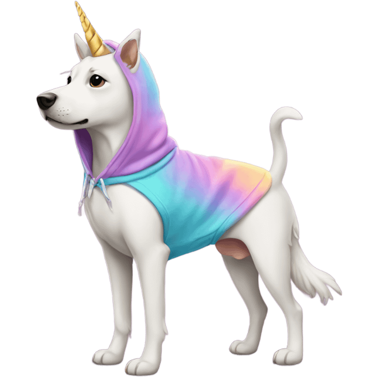 dog wearing a unicorn hoodie emoji