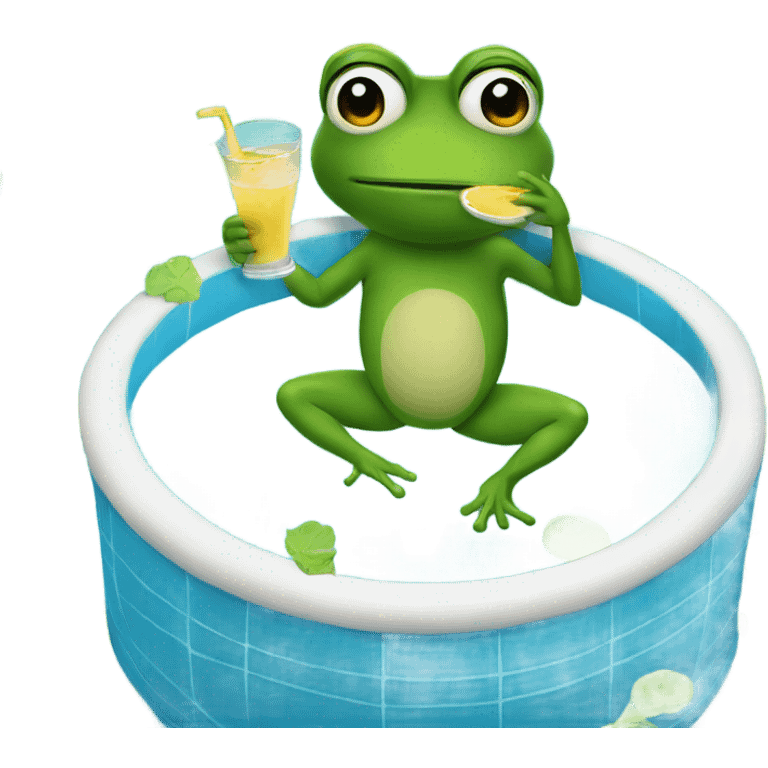 Frog in a pool drinking a caeser  emoji