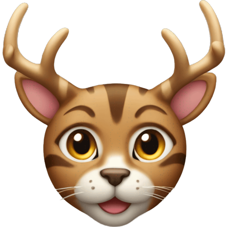 Brown tabby cat wearing deer antlers  emoji