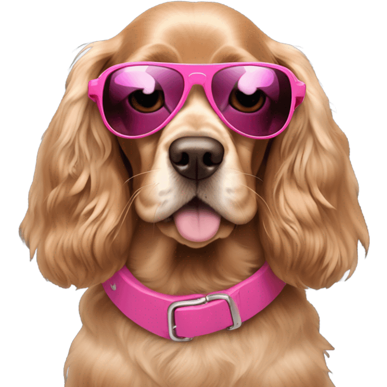 English cocker spaniel with pink sunglasses emoji