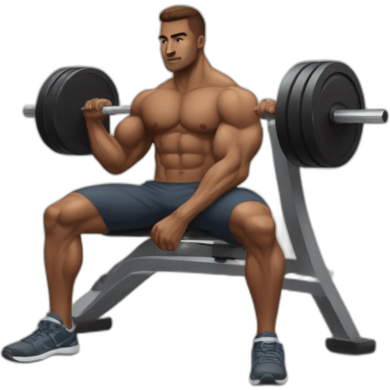 muscular guy benching at the gym emoji