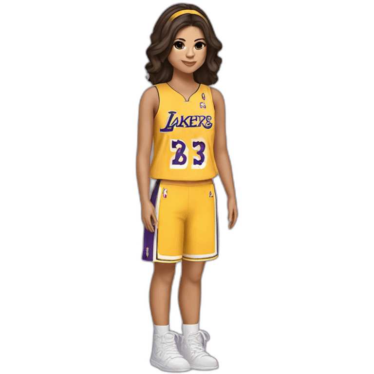 selena gomez with yellow lakers jersey emoji