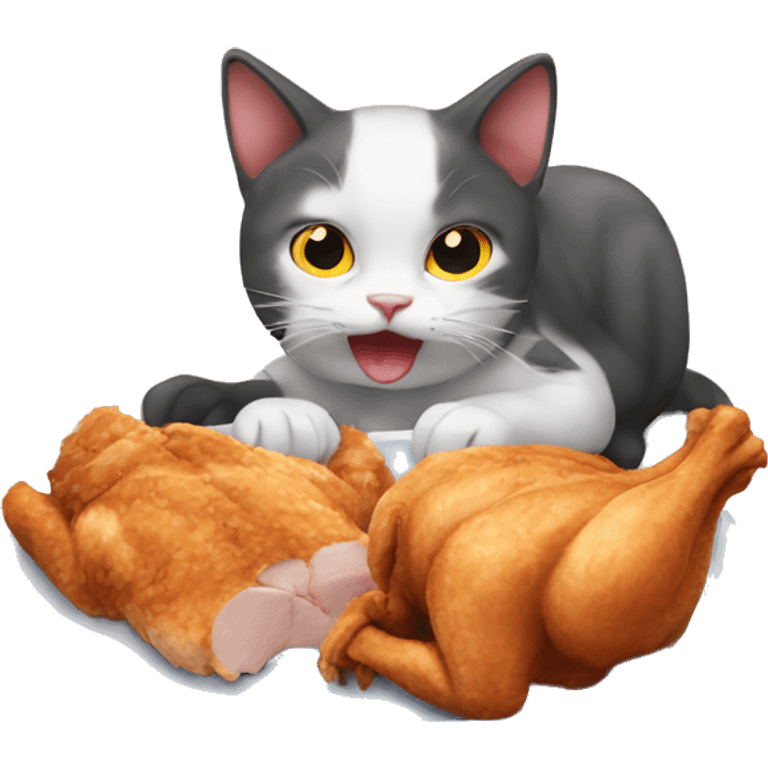 Cat eating chicken  emoji