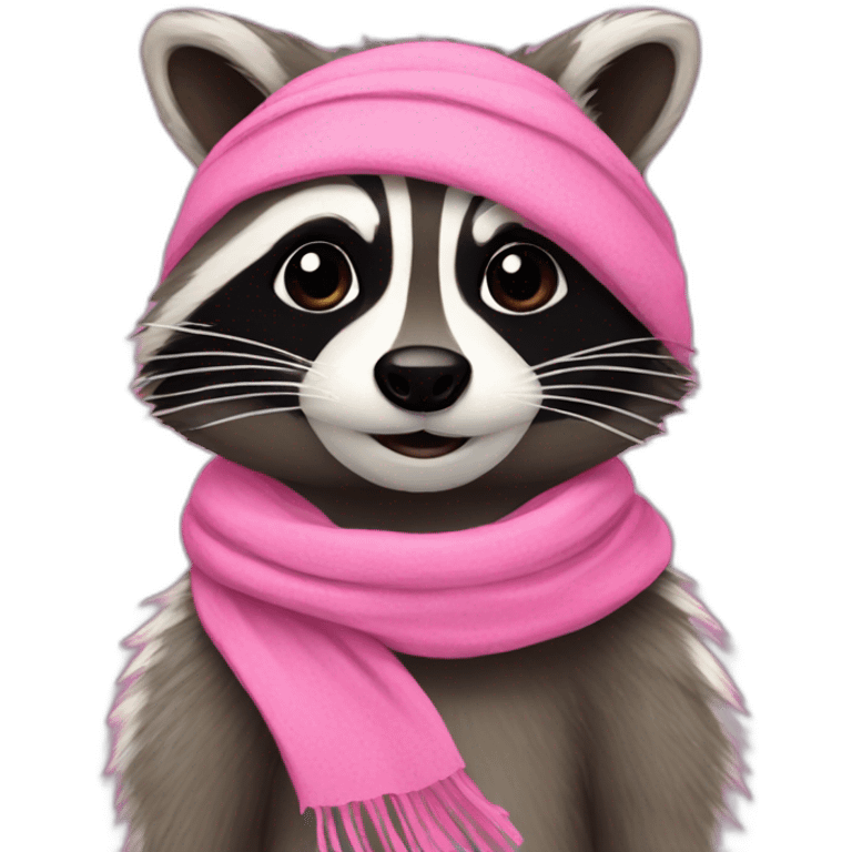  raccoon with a pink scarf emoji