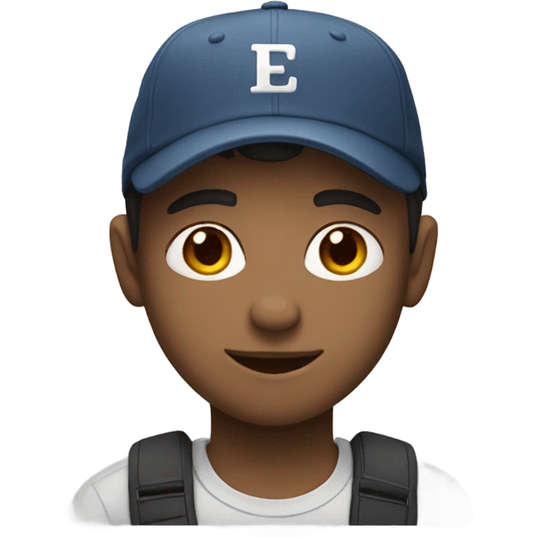 white, brunette boy, wearing a cap emoji