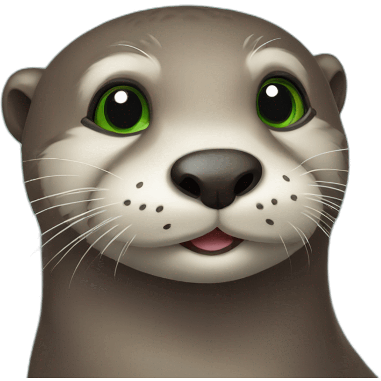 Otter with green eyes emoji