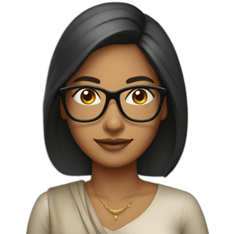 beautiful Indian woman with glasses and smooth hair emoji