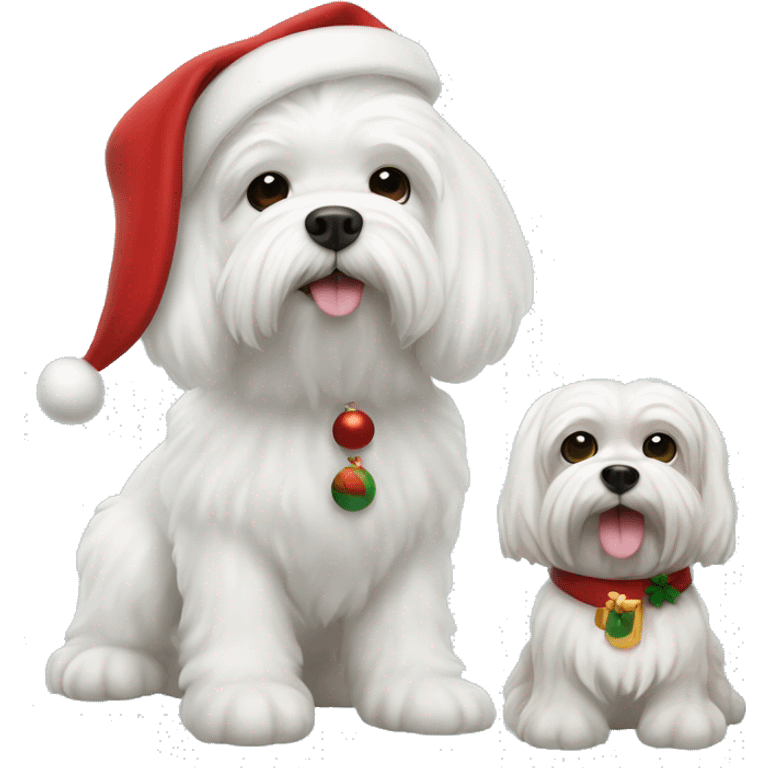  white maltese dog and Santa Claus  emoji