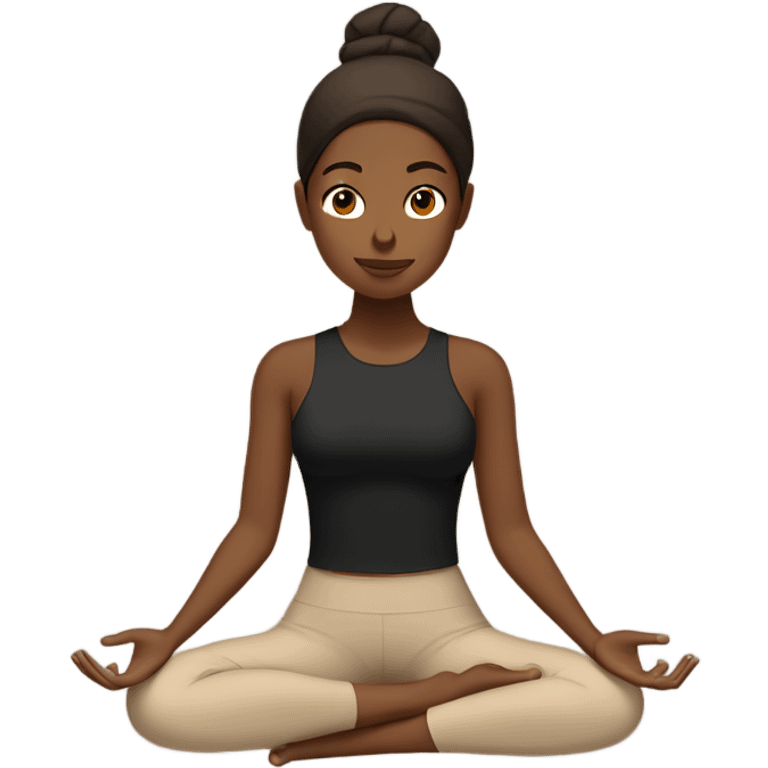 meditation girl wearing black active wear tan and brown shair emoji