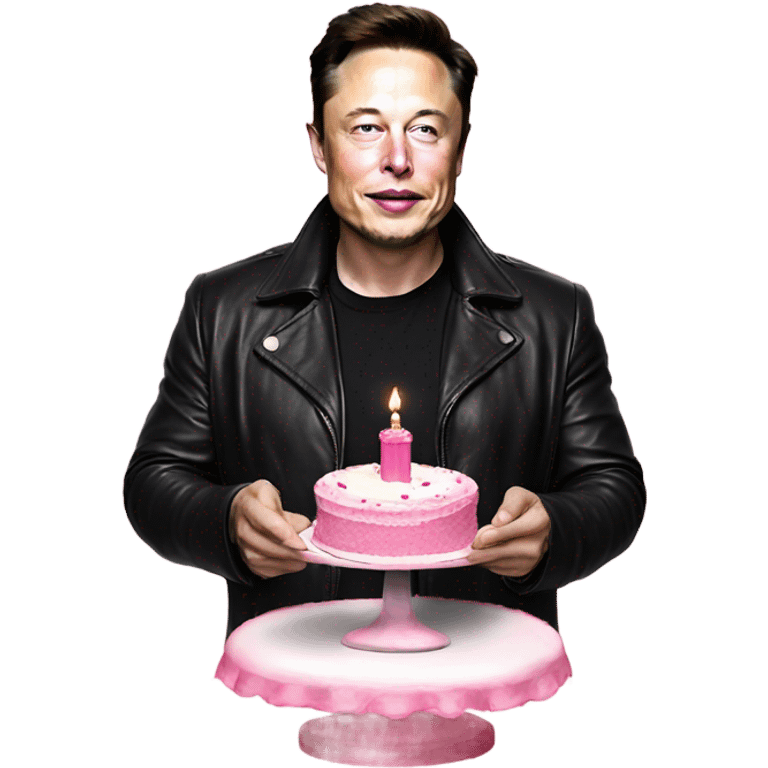 Elon musk holding a pink cake emoji