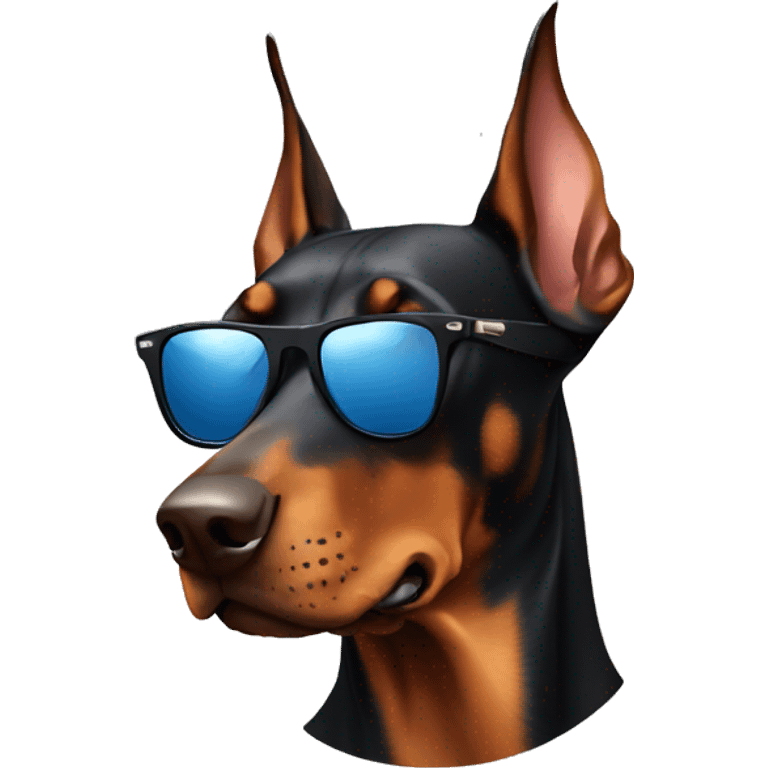 Doberman dog wearing sunglasses emoji