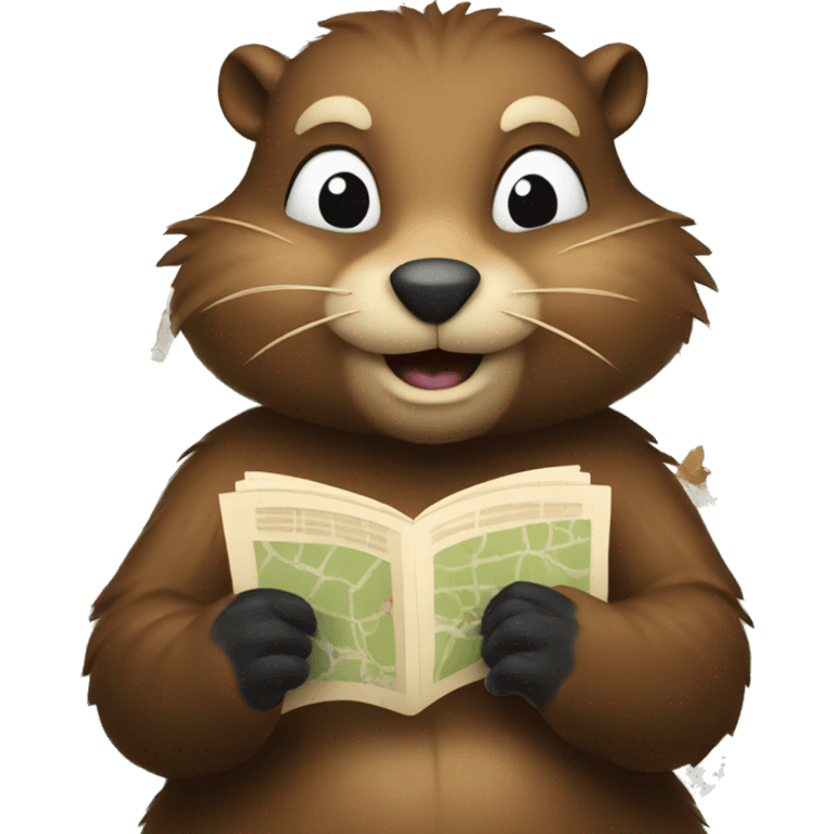 a beaver reading map emoji