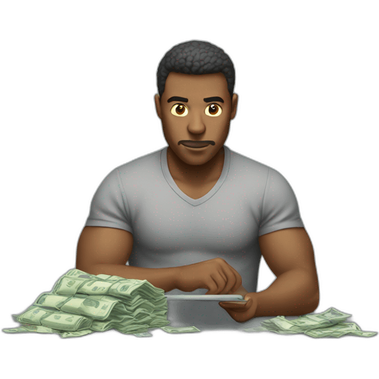 man working very hard to earn very little money emoji