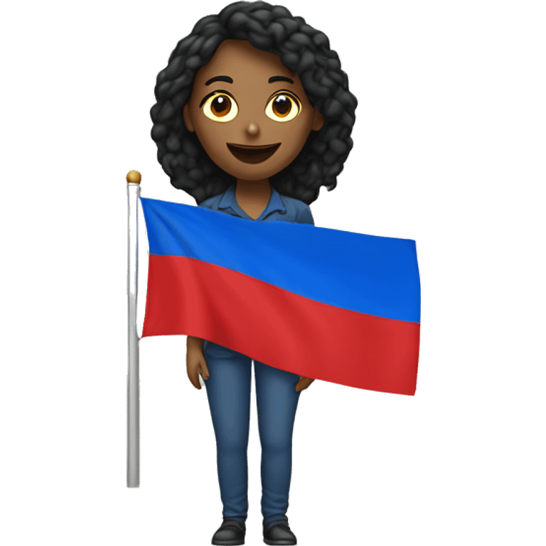 Woman with red and blue flag emoji