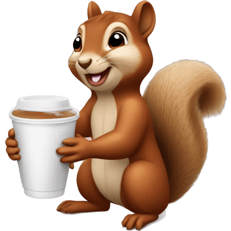 Squirrel Karina drinks latte emoji