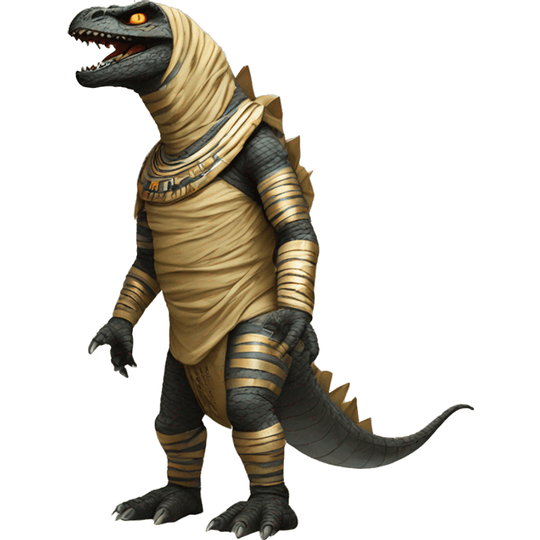 Godzilla dressed like an Egyptian mummy emoji