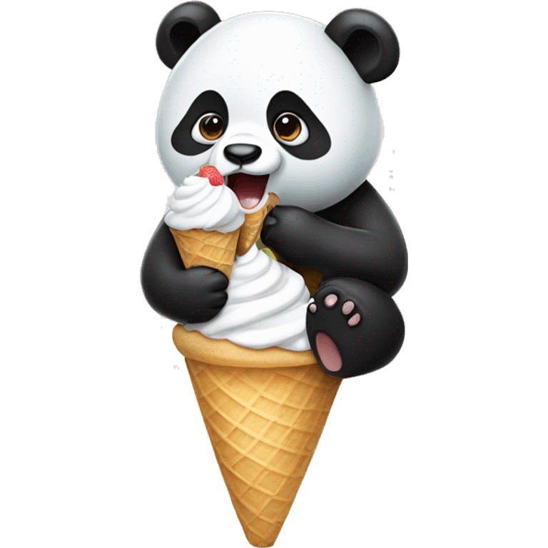 Panda eating ice cream emoji