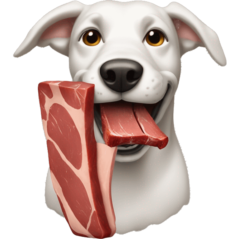 dog eating a steak emoji