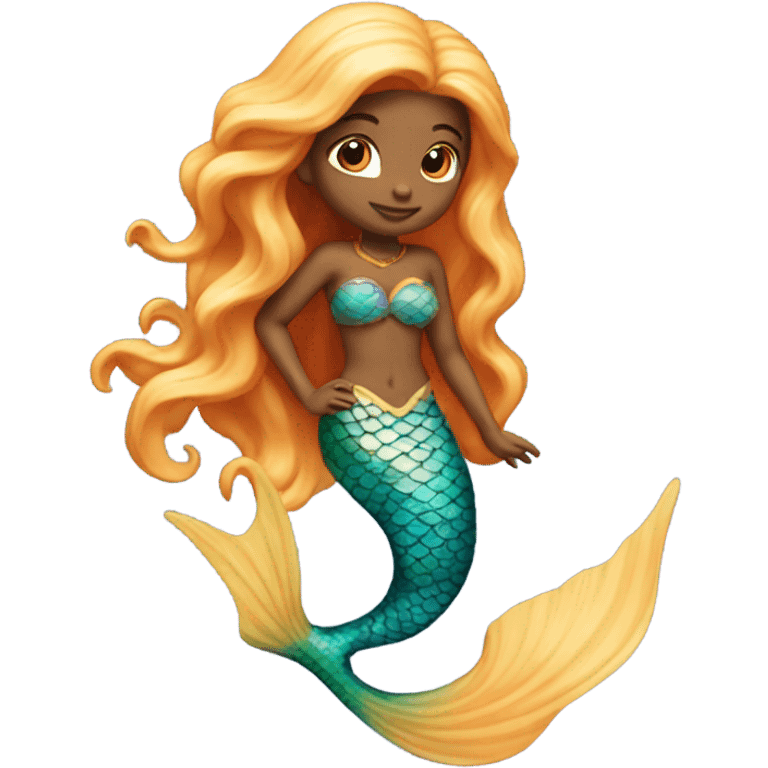 Pretty detailed mermaid with red tail and blonde hair realistic  emoji