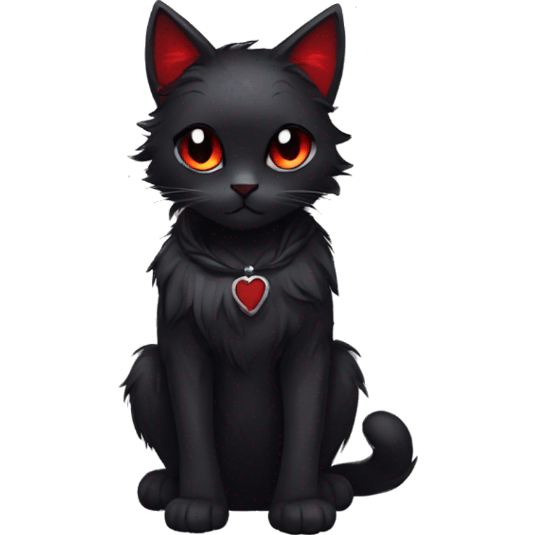 Anthro Edgy Cool Beautiful Black Cat-Fursona with Emo Hair-bangs with Red Streaks emoji