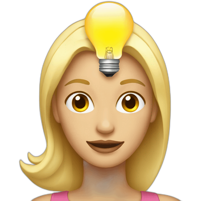 blonde woman with a lightbulb above her head emoji