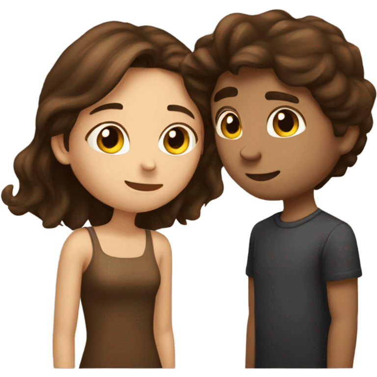 Brown long hair girl kiss brown boy emoji