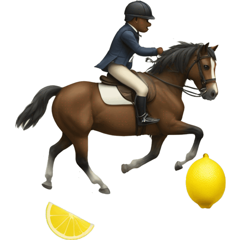 a horse riding a lemon emoji