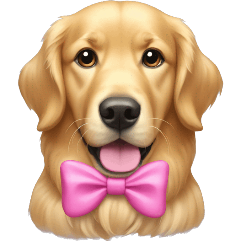 golden retriever with a pink bow  emoji