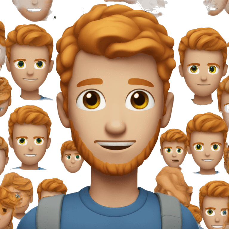 a ginger young man with short straight hair, light beard and freckles, he has dark blue eyes emoji