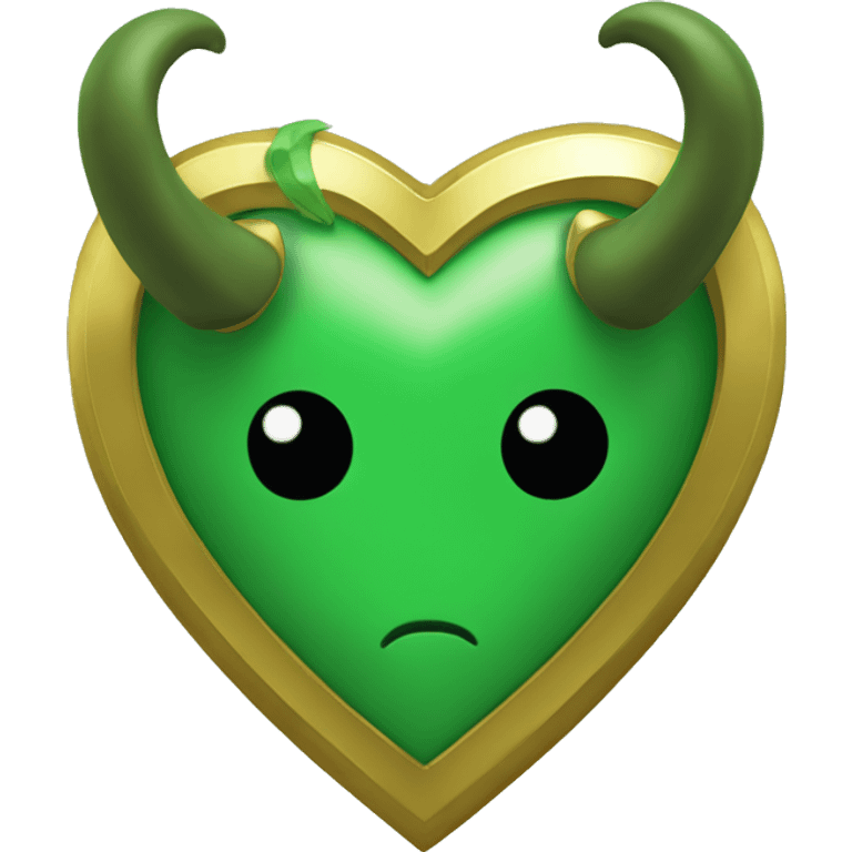 A Loki green heart with gold edges and horns  emoji