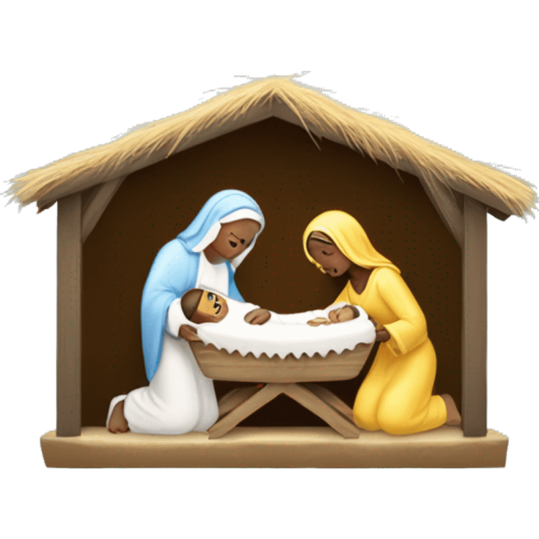 nativity scene with baby Jesus in a manger emoji