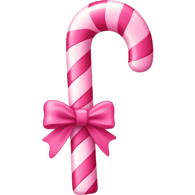 Pink candy cane with pink bow emoji