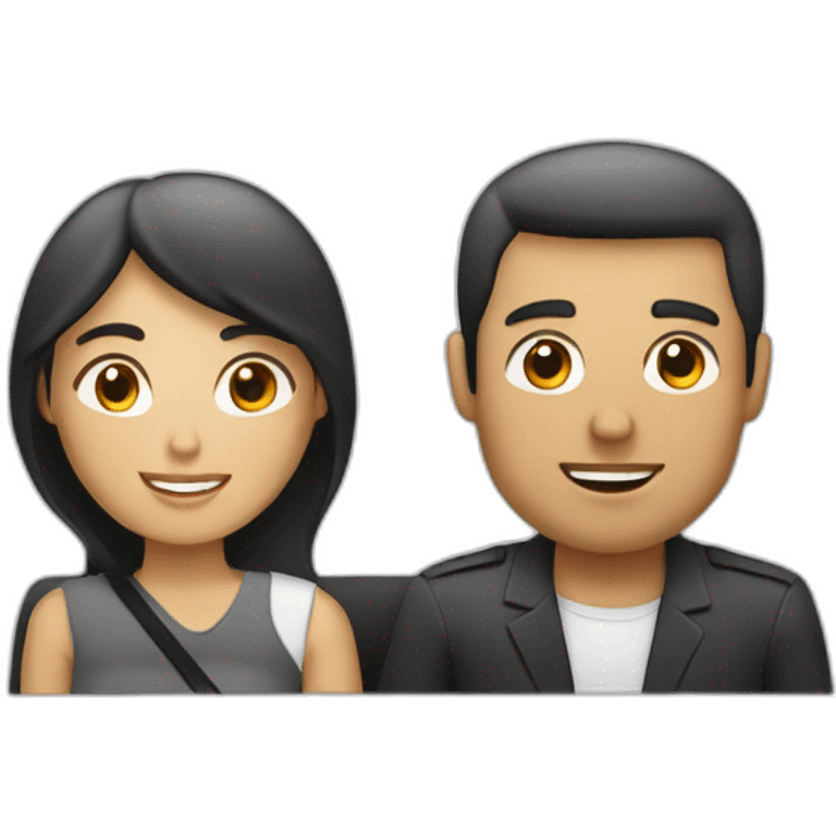 Hombre blanco y mujer blanca en un coche emoji