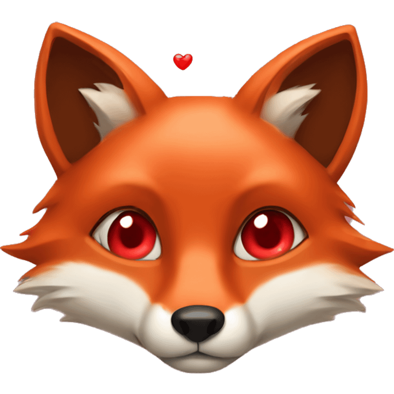 deep lush red fox face with tiny red heart instead of eyes emoji