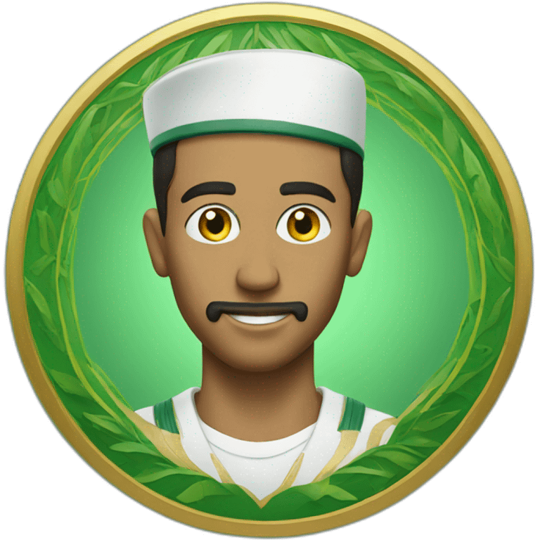 A men wearing raja casablanca close with eagle on his shoulder emoji