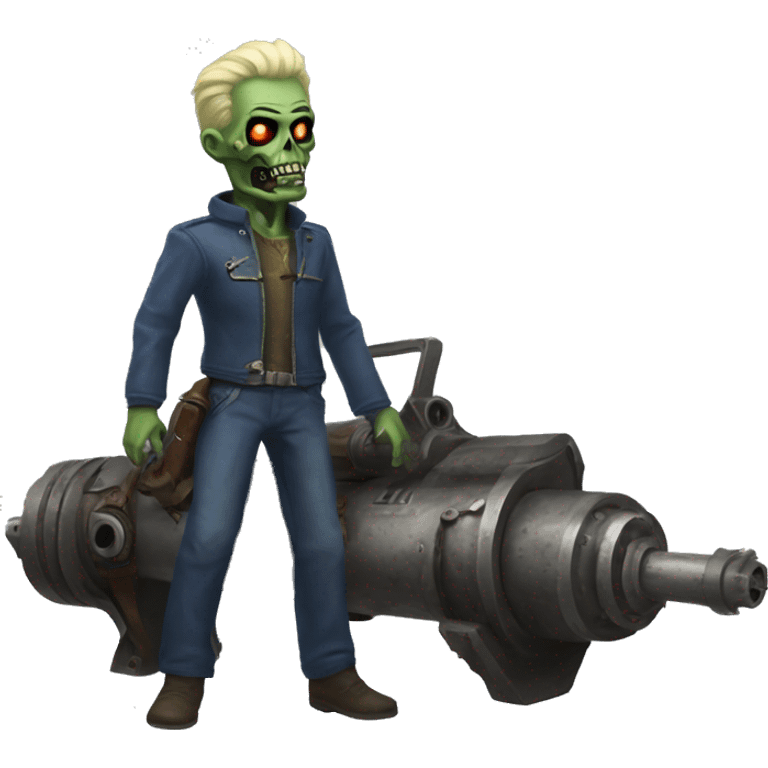 fallout ghoul but gay with a tesla cannon emoji