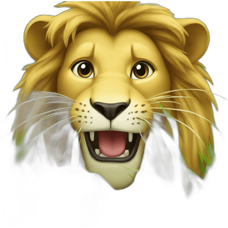 Lion eating grass emoji